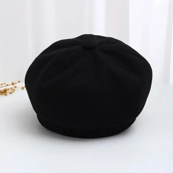 Minimalist Newsboy Baker Boy Cap Black - Picture 4 of 6